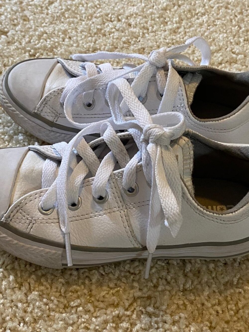 White Leather Converse Sneakers Sz 12 - Picture 3 of 6